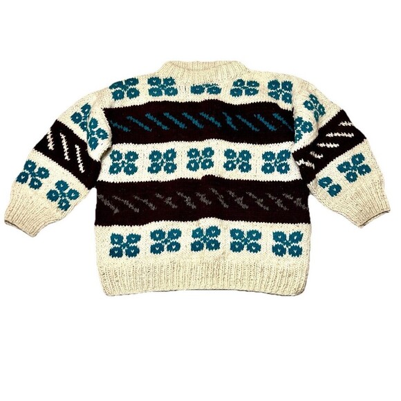 Ecuadorian Hand Knitted Wool Sweater Fair Isle Crew Neck Multicolor Unisex Large - Picture 3 of 10